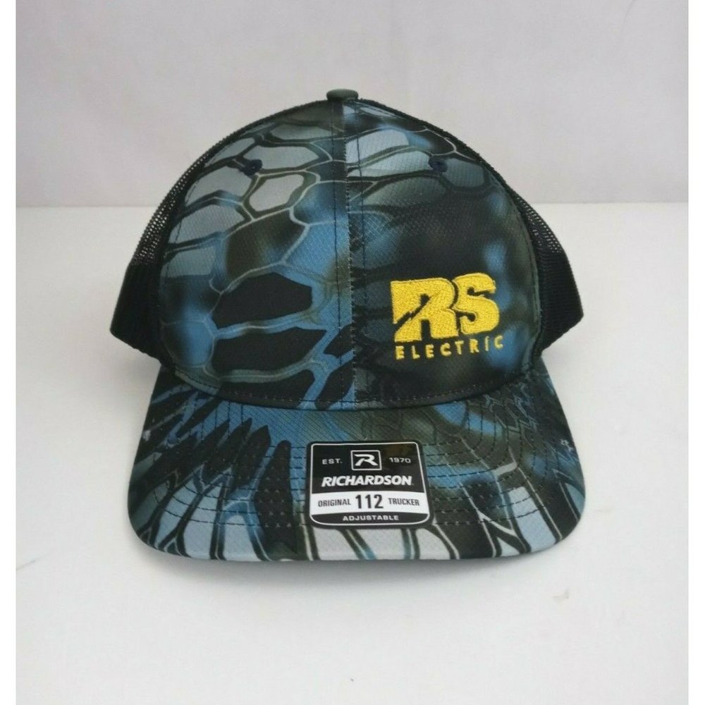 New Richardson RS Electric Blue & Black Mesh Back Snapback Baseball Cap